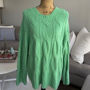 AMERICAN EAGLE Green Cable Knit Women's Sweater